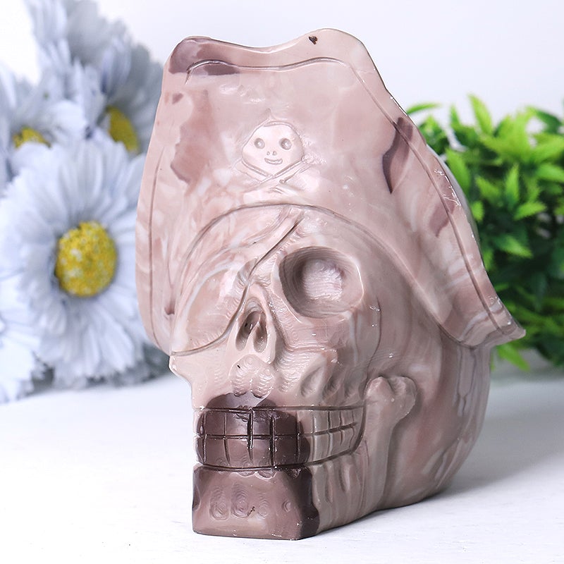 5.5" Unique Jade Corsair Skull Crystal Carvings