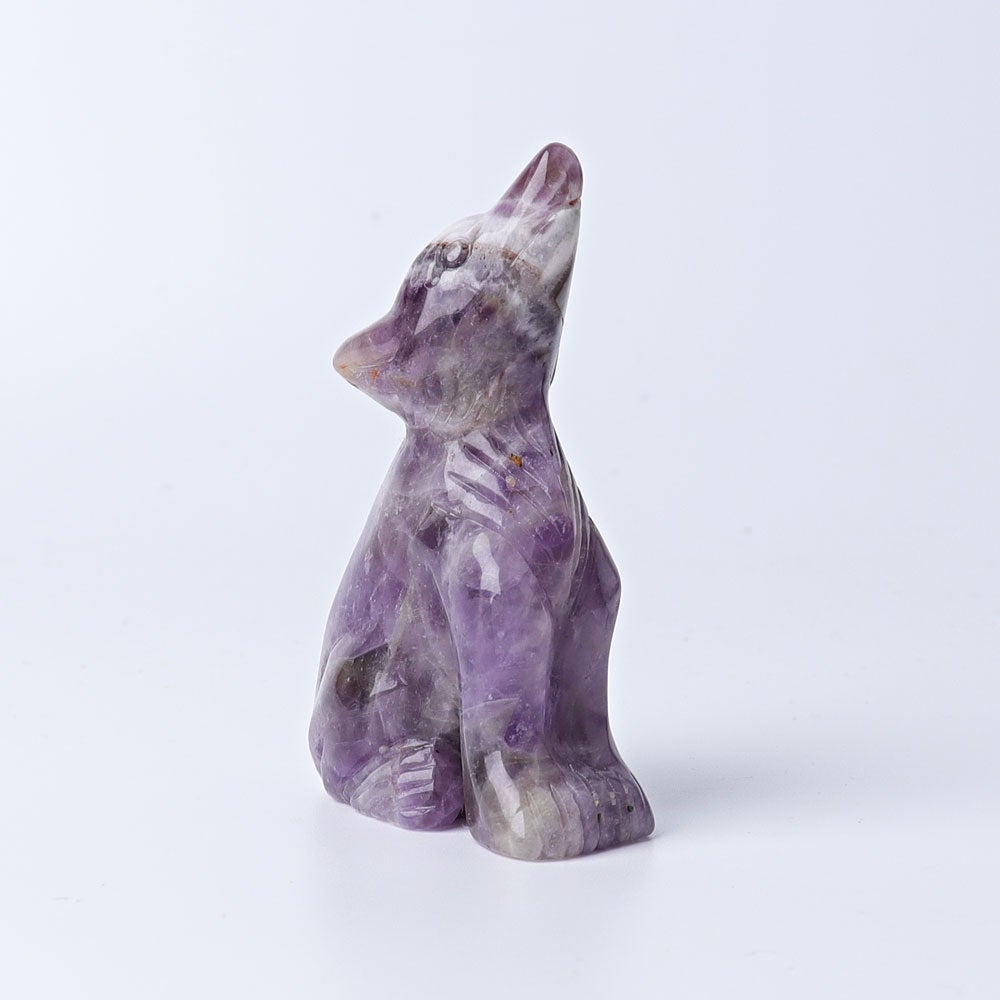 3" Dream Amethyst Wolf Crystal Carvings Crystal wholesale suppliers