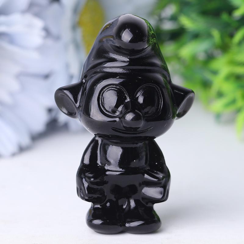 2.5" Black Obsidian Smurfs Crystal Carvings Crystal wholesale suppliers