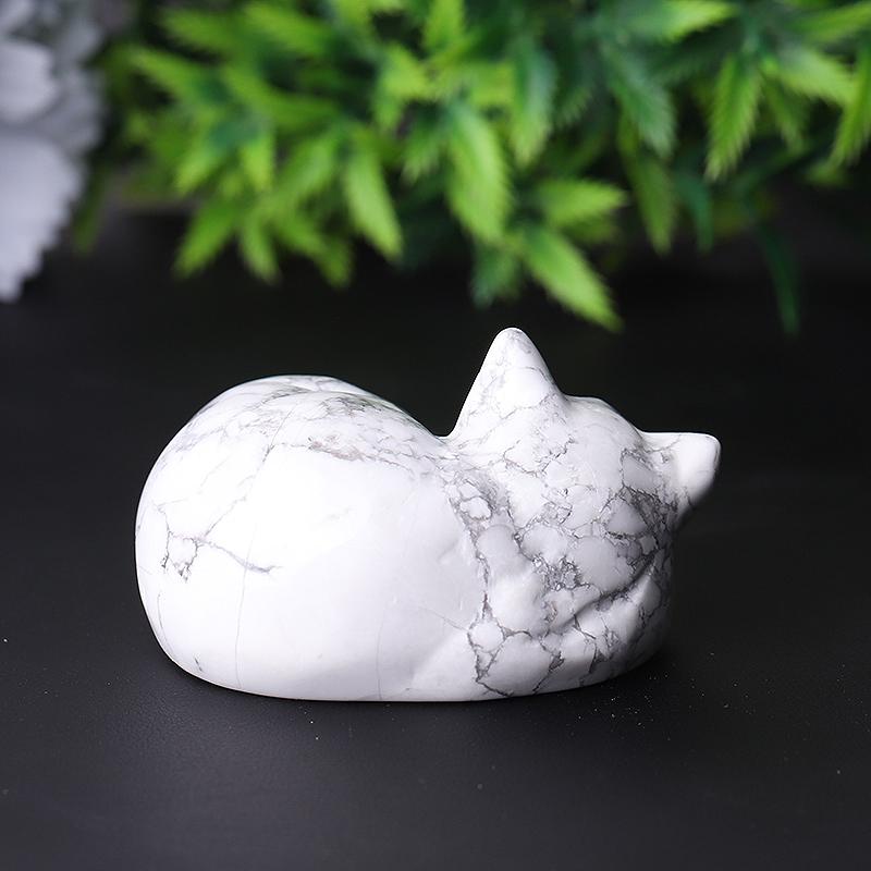 2.1" Howlite Sleepy Cat Crystal Carvings Crystal wholesale suppliers