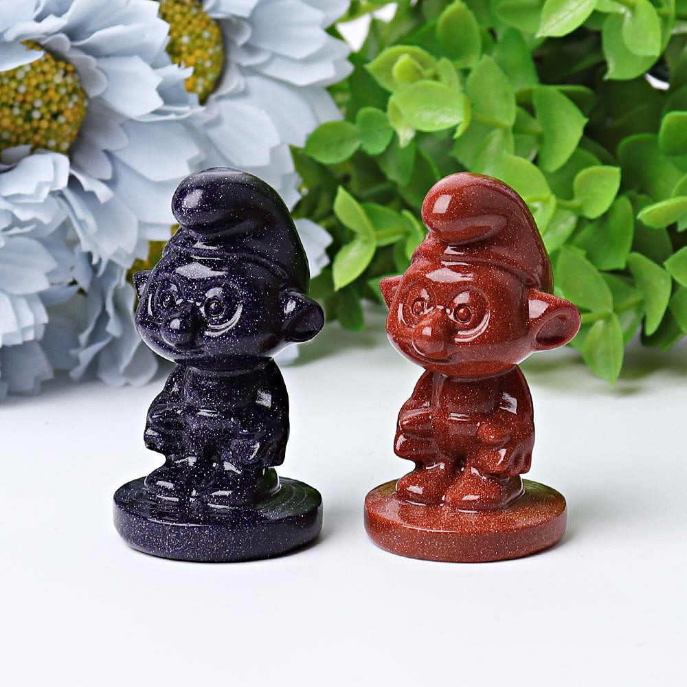 2.1" Blue Golden Sandstone Smurfs Crystal Carvings Crystal wholesale suppliers