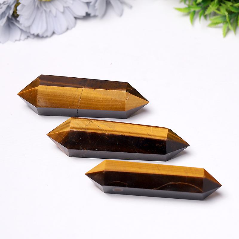 Wholesale Natural High Quality Tiger Eye Stone Quartz Crystal Double Point DT Wand Crystal wholesale suppliers