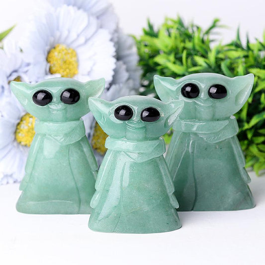 3" Green Aventurine Baby Yoda Master Crystal Carvings Crystal wholesale suppliers