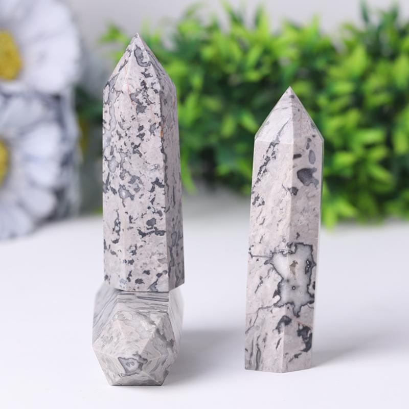 Wholesale Natural Picasso Jasper Point Crystal Tower Healing Stone for Feng Shui Decoration Crystal wholesale suppliers