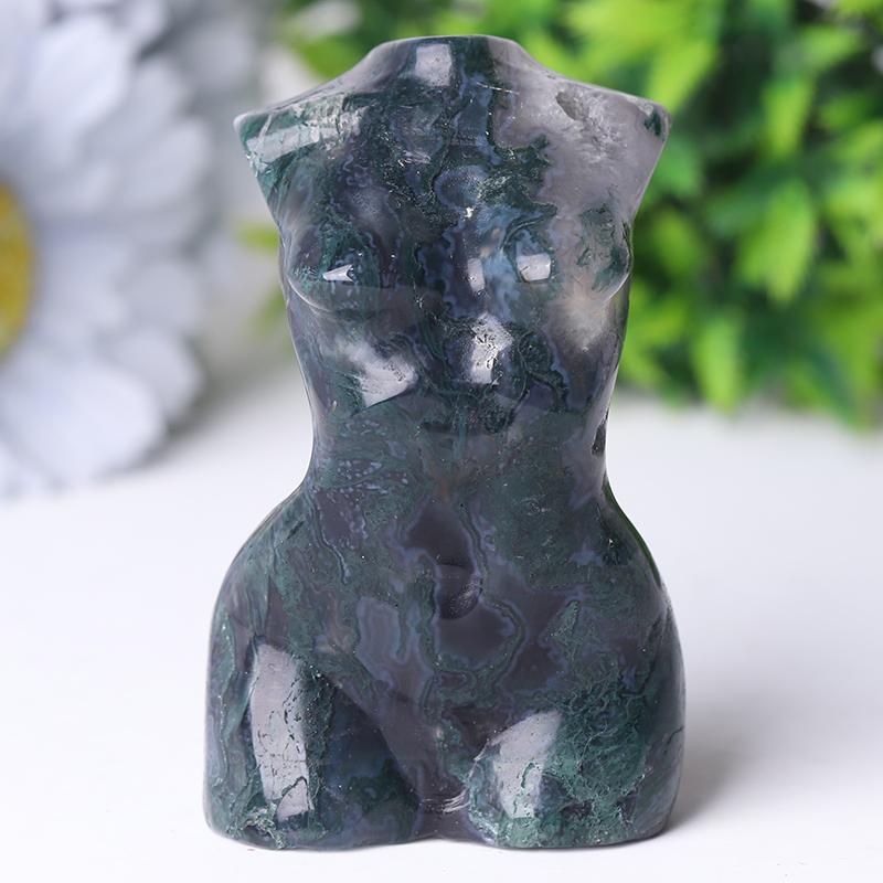 3“ Moss Agate Woman Model Body Crystal Carvings Crystal wholesale suppliers