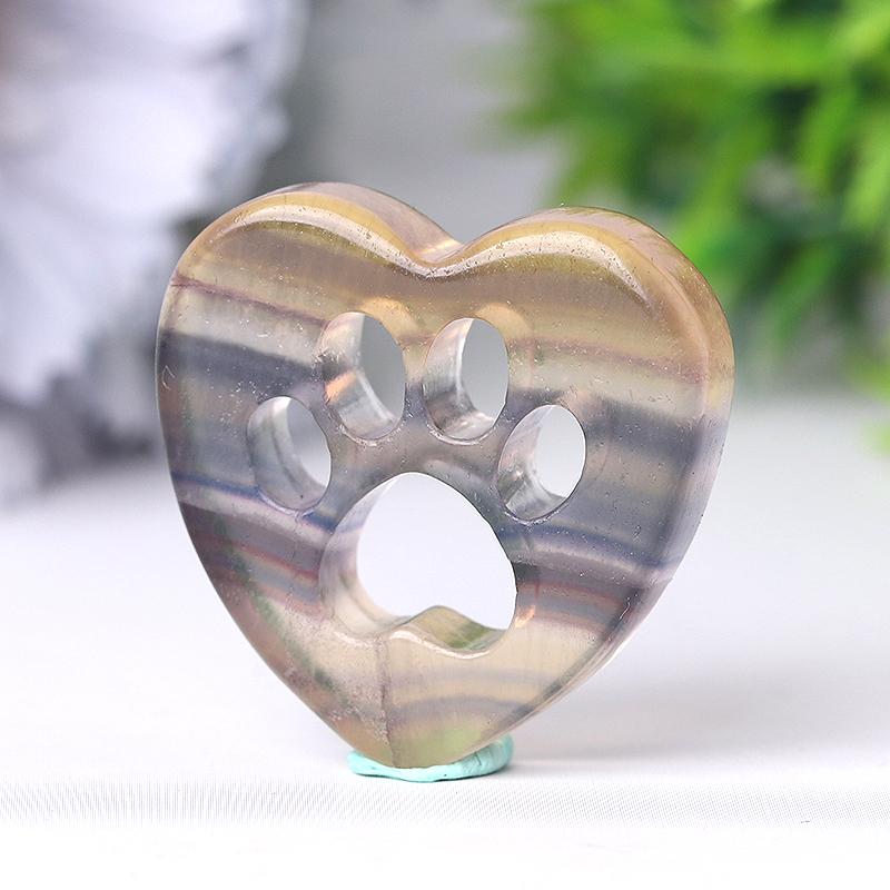 1.5" Heart with Cat Paw Shape Crystal Carvings Crystal wholesale suppliers