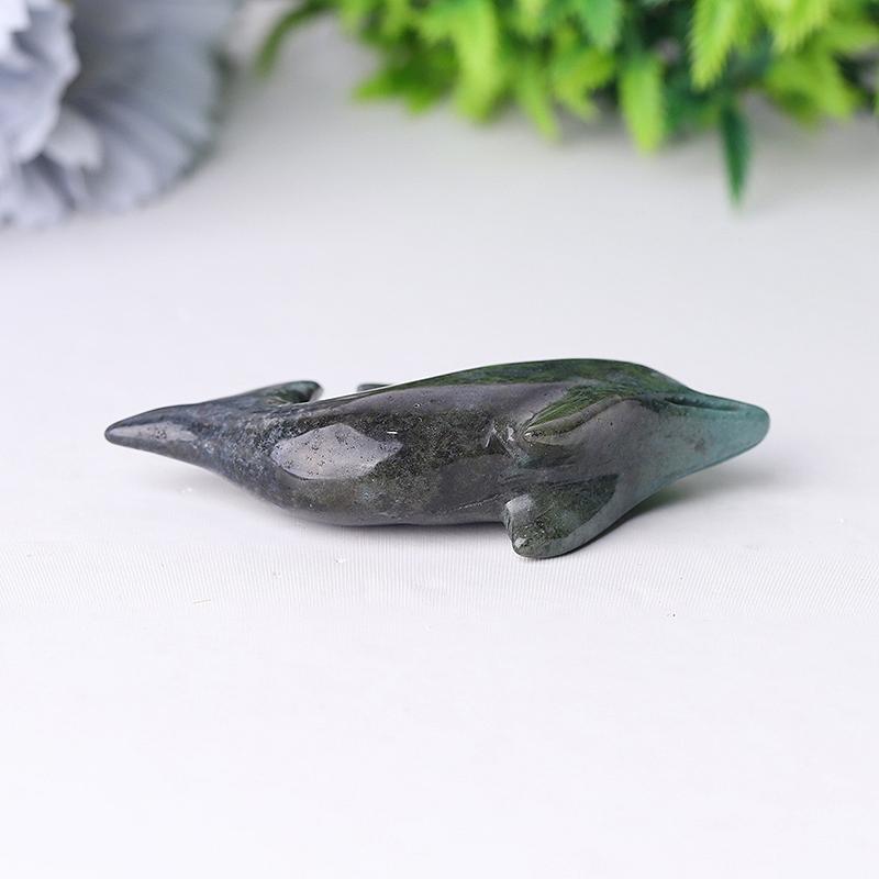 2.5" Moss Agate Dolphin Crystal Carvings Crystal wholesale suppliers