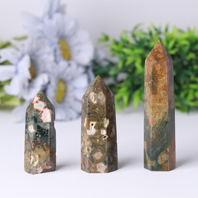 Hotsale Natural Rainforest Jasper Point Healing Crystal Tower Crystal wholesale suppliers