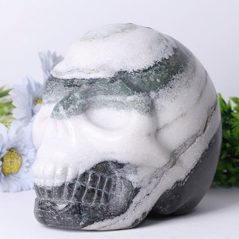 7" Unique Marble Skull Crystal Carvings