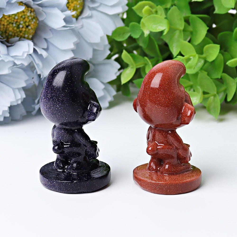 2.1" Blue Golden Sandstone Smurfs Crystal Carvings Crystal wholesale suppliers