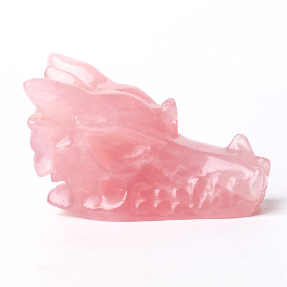 Rose Quartz Dragon Head Carving for Decoration Crystal wholesale suppliers