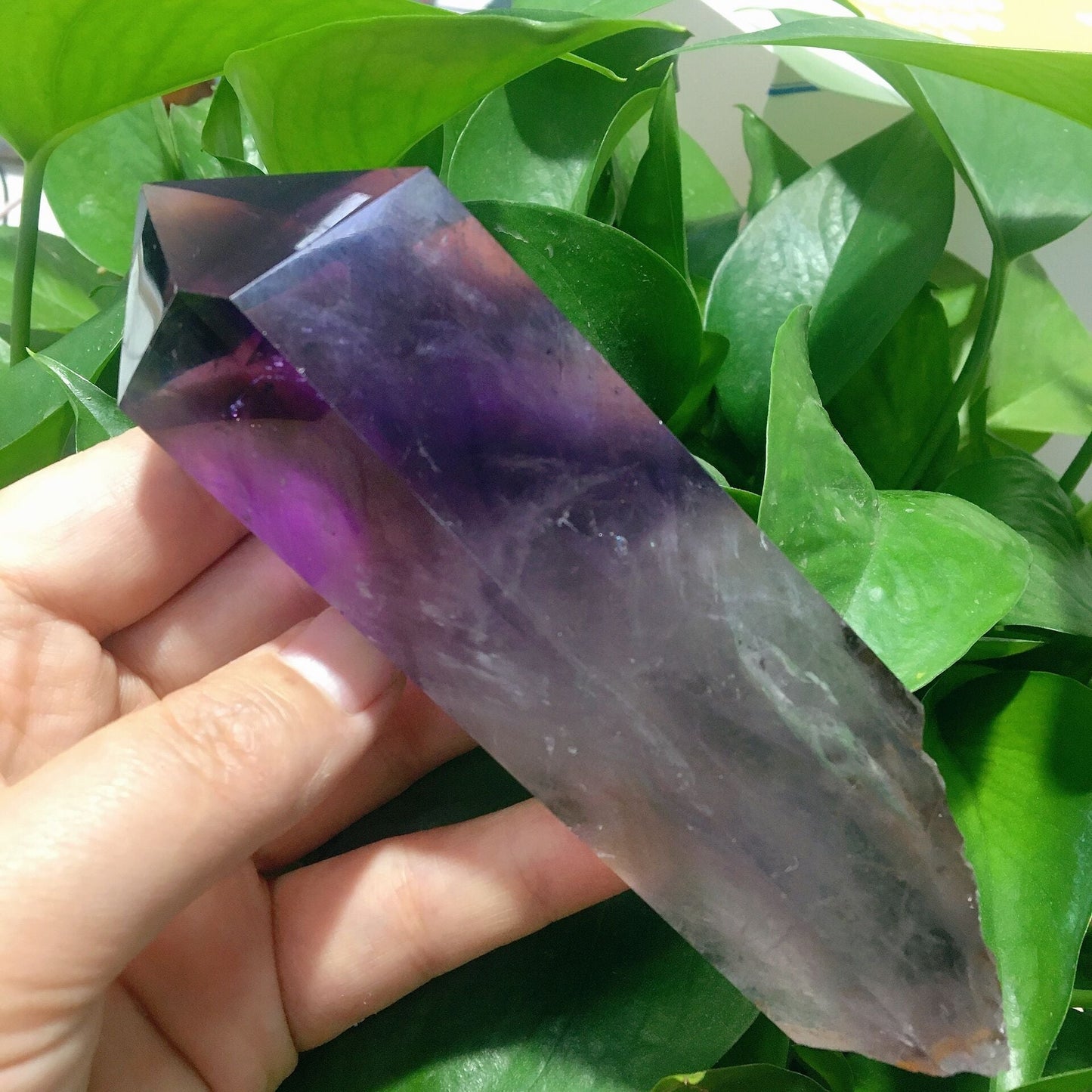 5.8" Dark Purple Amethyst Point Half Polished #3