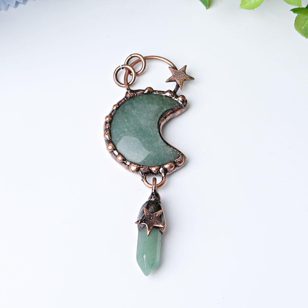 3.6" Green Aventurine Moon Design Pendant Crystal wholesale suppliers