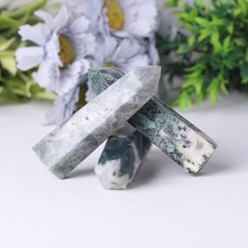 Wholesale Natural Moss Agate Point Healing Stone  Crystal wholesale suppliers