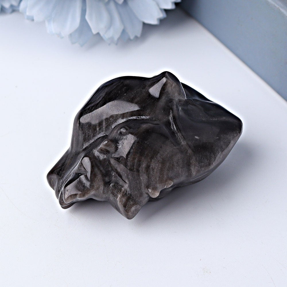 2.7" Silver Obsidian Heart Crystal Carvings Crystal wholesale suppliers