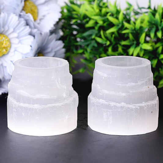 2.5" Selenite Tower Shape Candle Holder