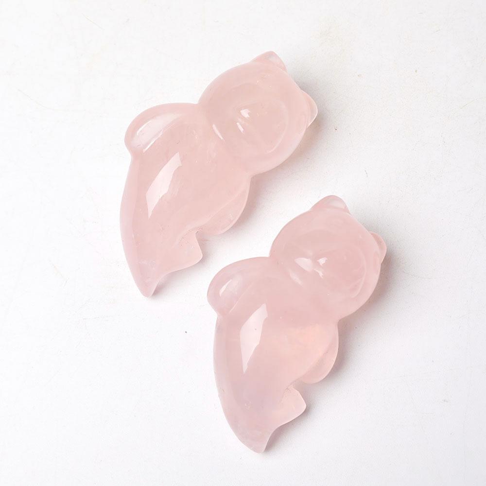 Rose Quartz Bear With Beauty Tail Crystal Carvings Crystal wholesale suppliers