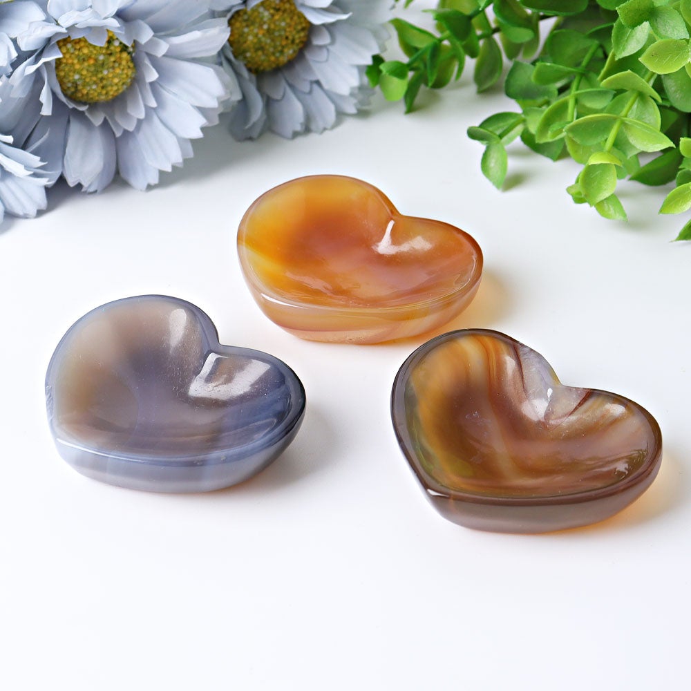 2.1" Agate Heart Shape Bowl Crystal Carvings Crystal wholesale suppliers