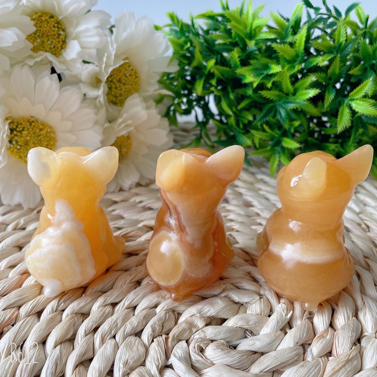 2.4" High Quality Yellow Calcite French Bulldog Carving Crystal Dog For Home Decor Crystal wholesale suppliers