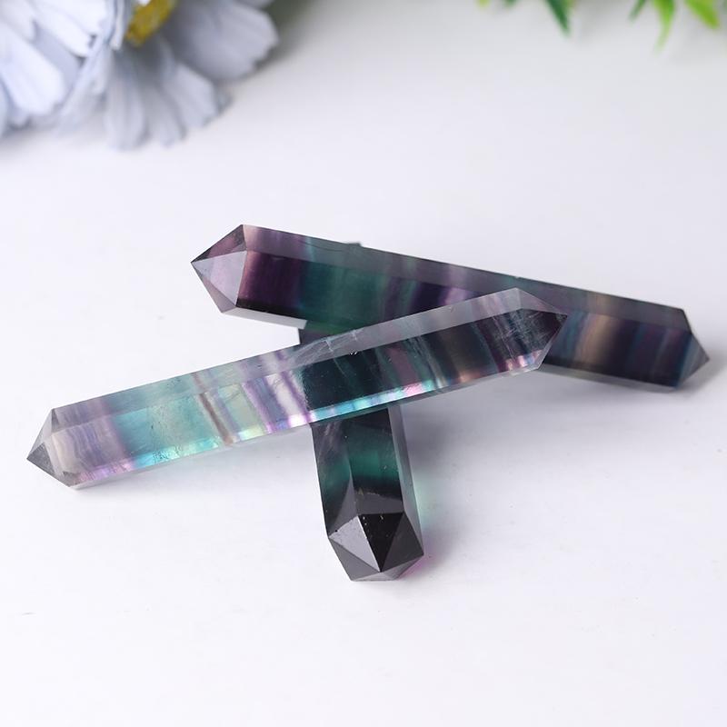 4" High Quality Rainbow Fluorite Double Terminated Point for Healing Crystal wholesale suppliers