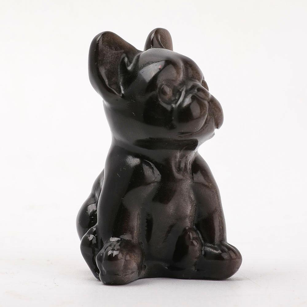 Silver Obsidian Dog Carving