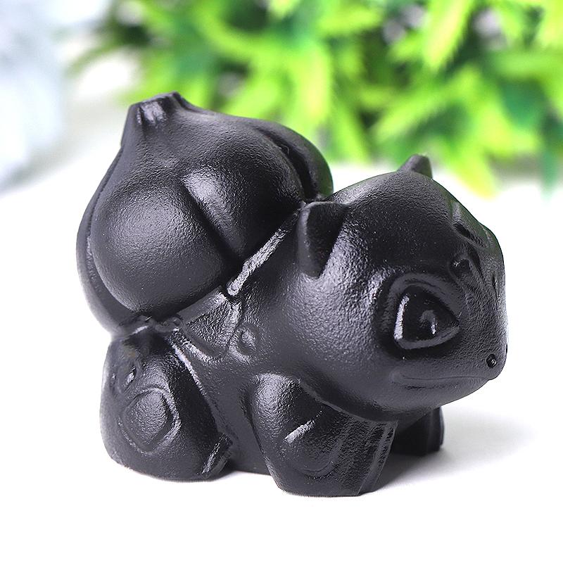 2" Black Obsidian Bulbasaur Crystal Carvings Crystal wholesale suppliers