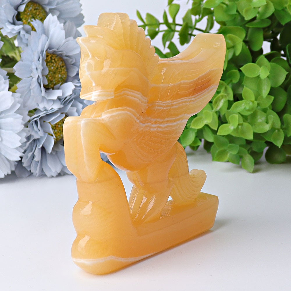 4.8" Yellow Calcite Unicorn Crystal Carvings Free Form Crystal wholesale suppliers