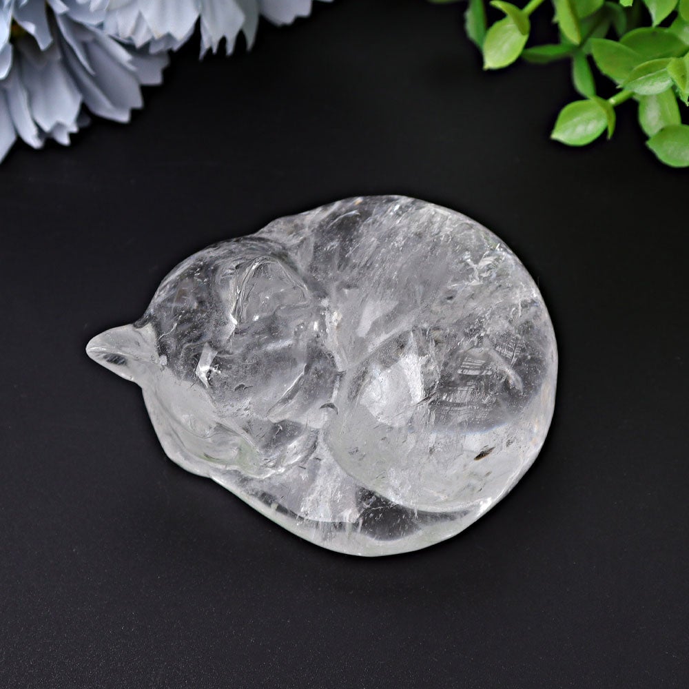 3" Clear Quartz Sleeping Cat Crystal Carvings Crystal wholesale suppliers