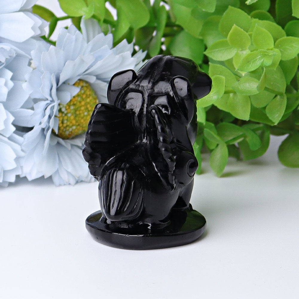 2.3" Black Obsidian Unicorn Crystal Carvings Crystal wholesale suppliers