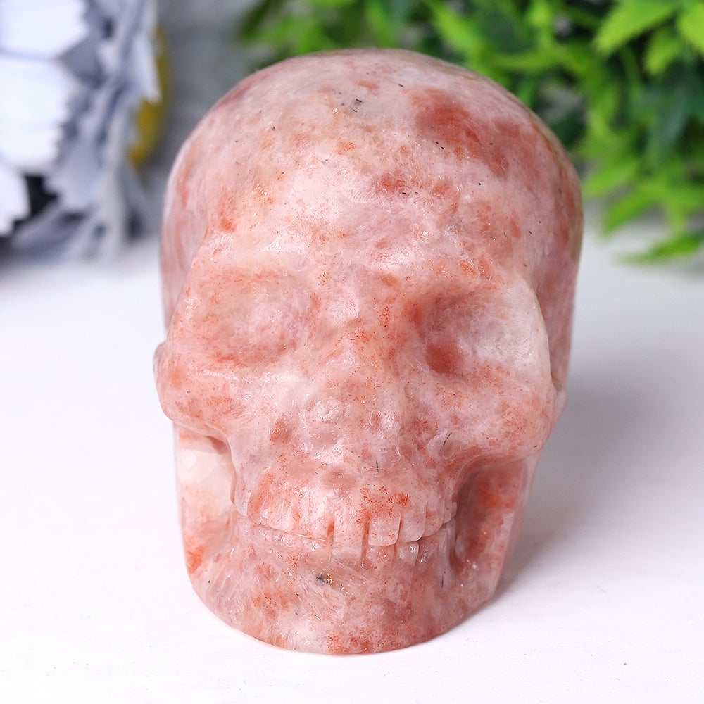 3.5" Unique Golden Strawberry Quartz Crystal Skull Carvings for Halloween