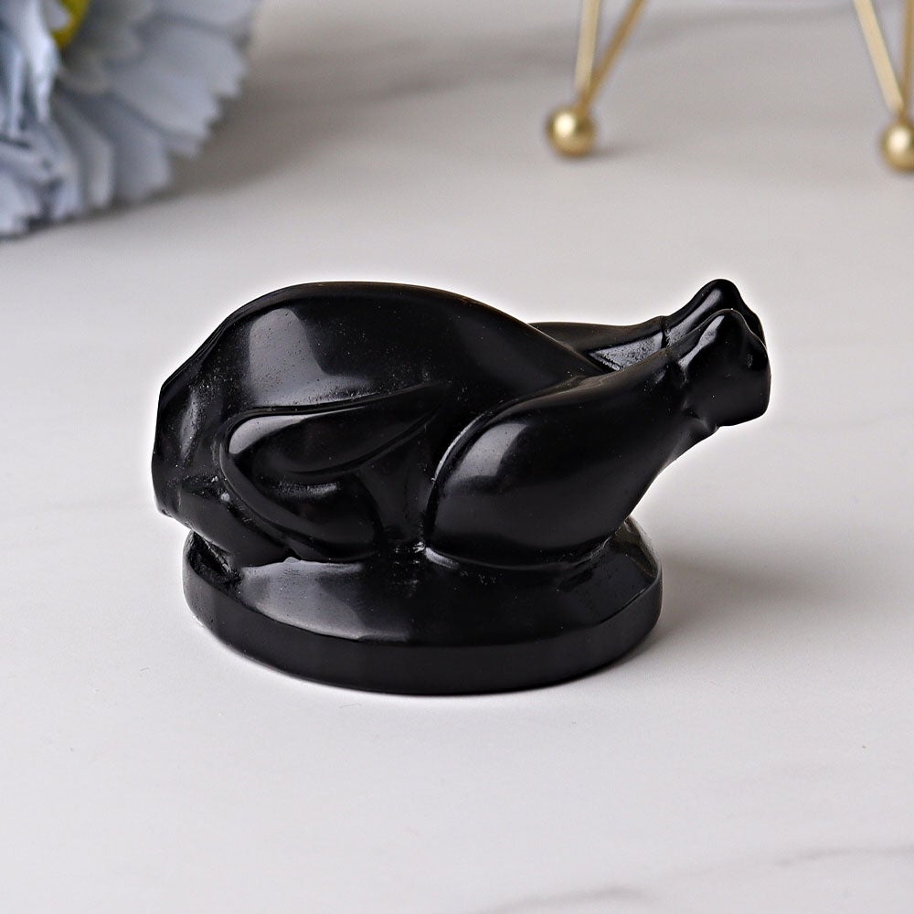 2.35" Black Obsidian Roast Turkey Crystal Carvings Crystal wholesale suppliers