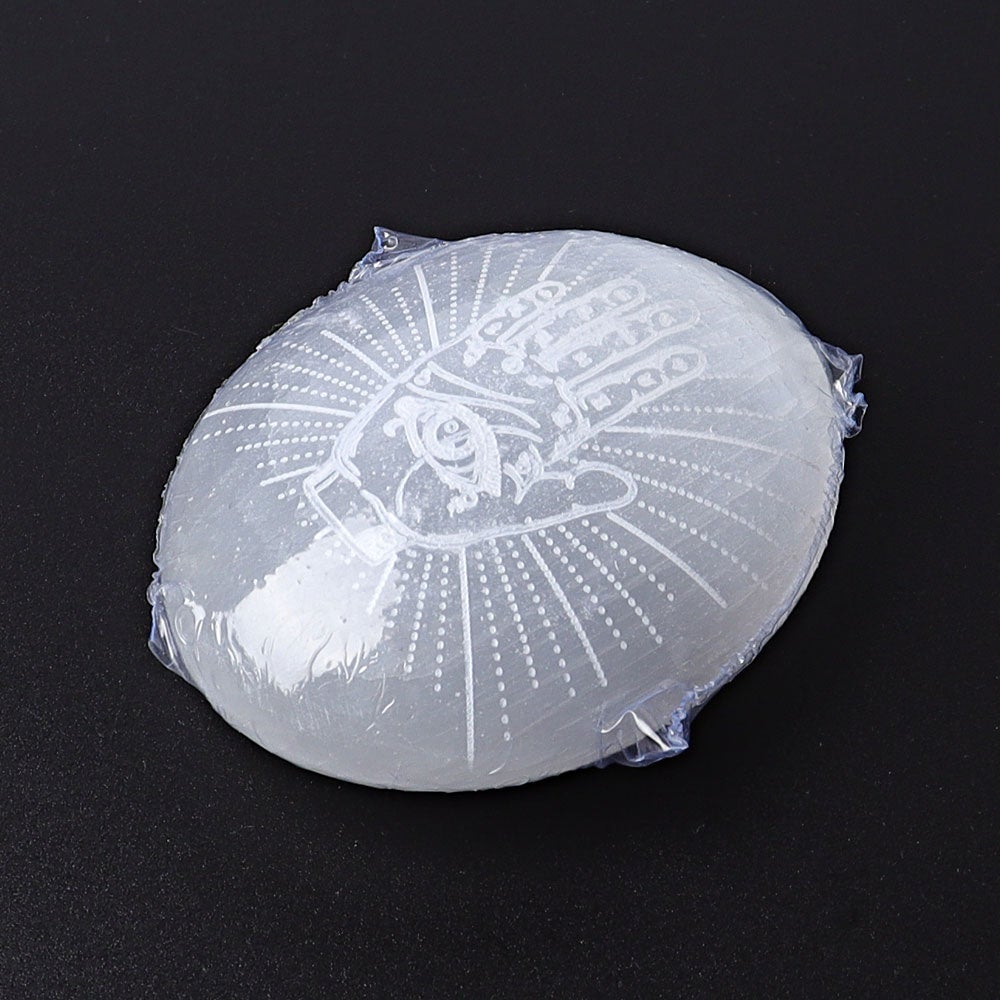 2.4" Selenite Palm Stone with Printing Crystal wholesale suppliers