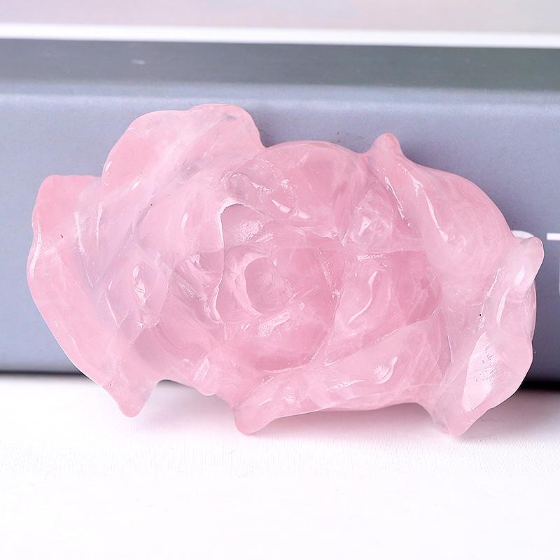 3" Rose Quartz Peony Crystal Carvings Crystal wholesale suppliers