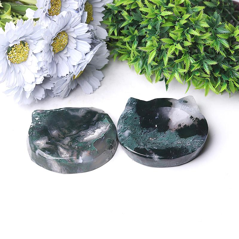 3.5" Moss Agate Cat Head Bowl Crystal Carvings Crystal wholesale suppliers