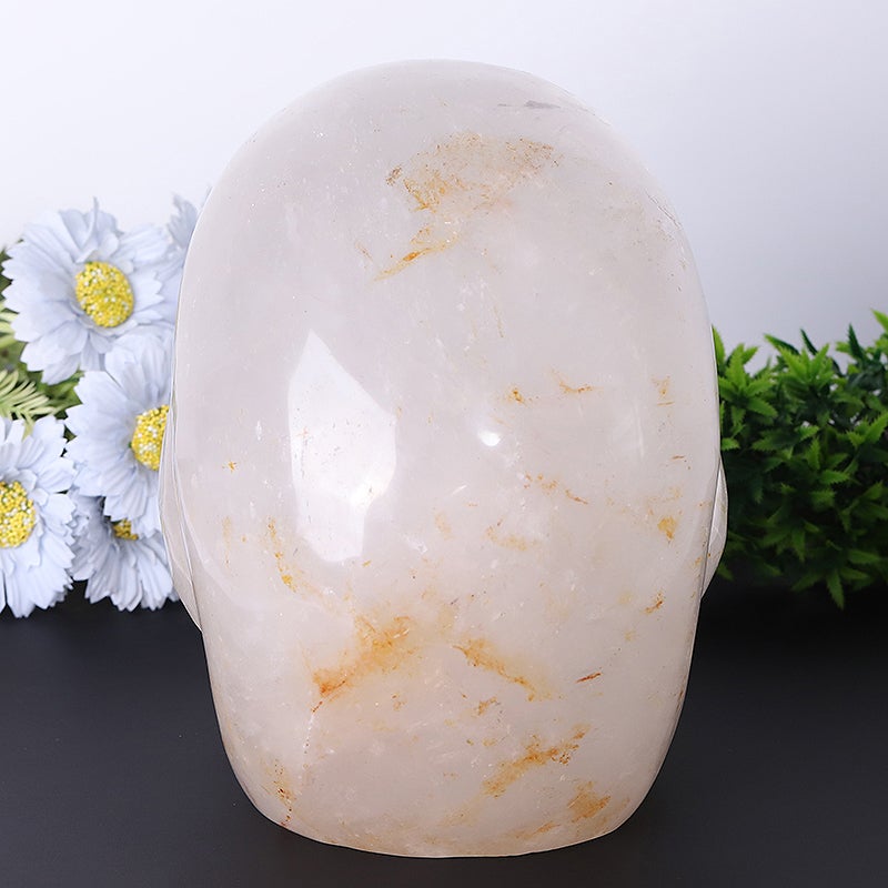 9" Unique Clear Quartz Skull Crystal Carvings