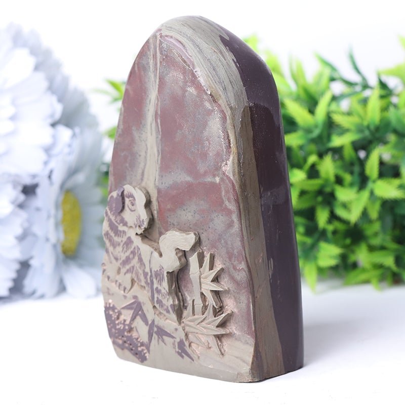 4.6" Unique Helan Ink Stone Crystal Carvings Free Form