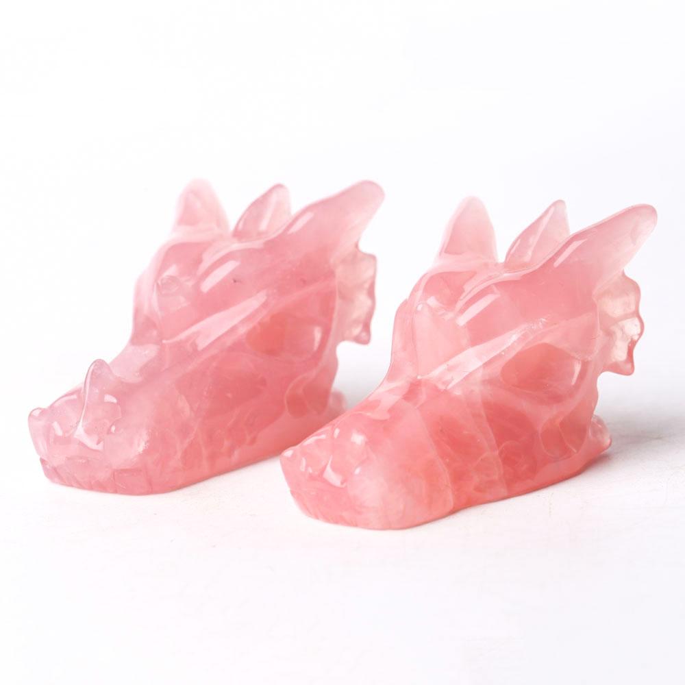 Rose Quartz Dragon Head Carving for Decoration Crystal wholesale suppliers