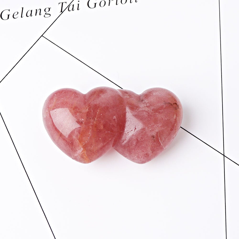 2.3" Strawberry Double Heart Crystal Carvings Crystal wholesale suppliers