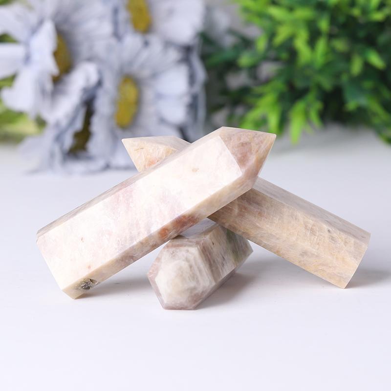 Wholesale Natural Flasing Peach Moonstone Points Crystal wholesale suppliers