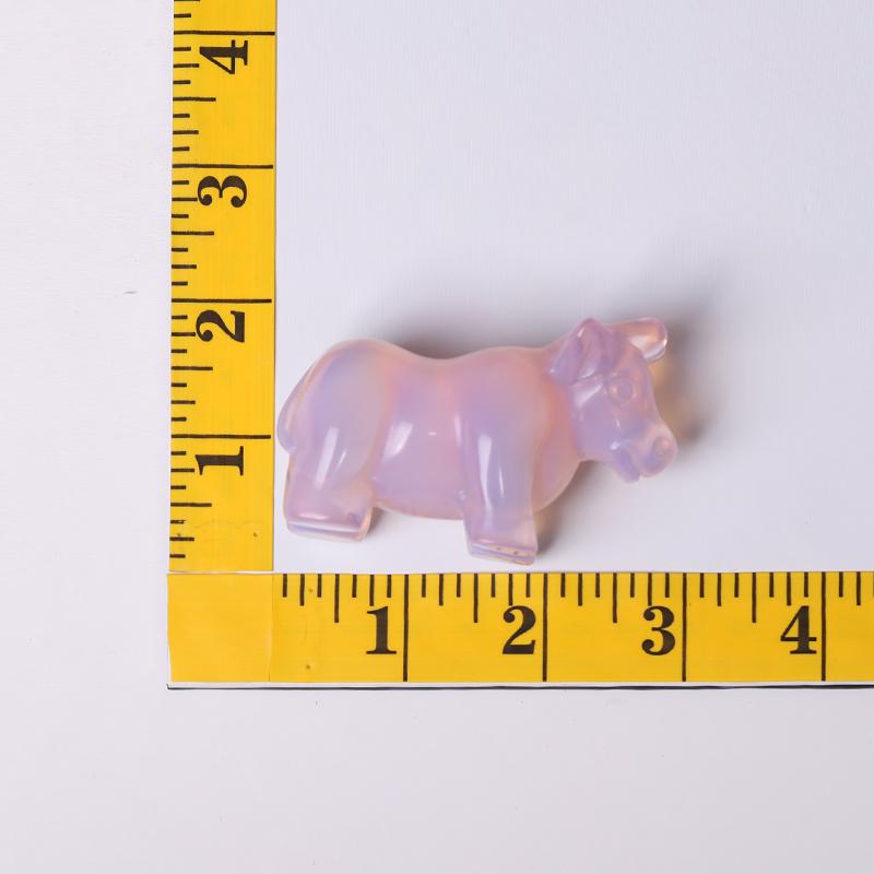 3" Pink Opalite Cow Hand Carving Healing Crystal Carving Crystal wholesale suppliers