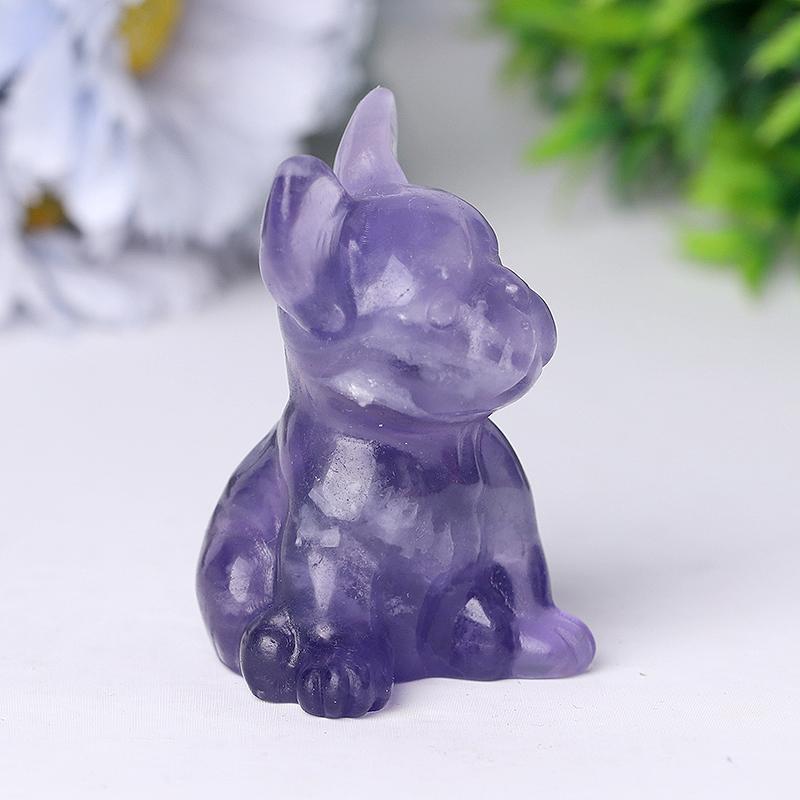 2.5" Wholesale High Quality Fluorite French Bulldog Carving Crystal Dog For Home Decor Crystal wholesale suppliers