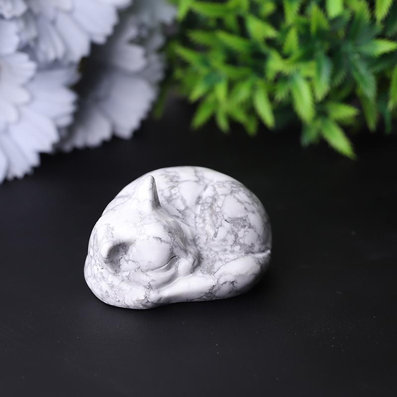 2.1" Howlite Sleepy Cat Crystal Carvings Crystal wholesale suppliers