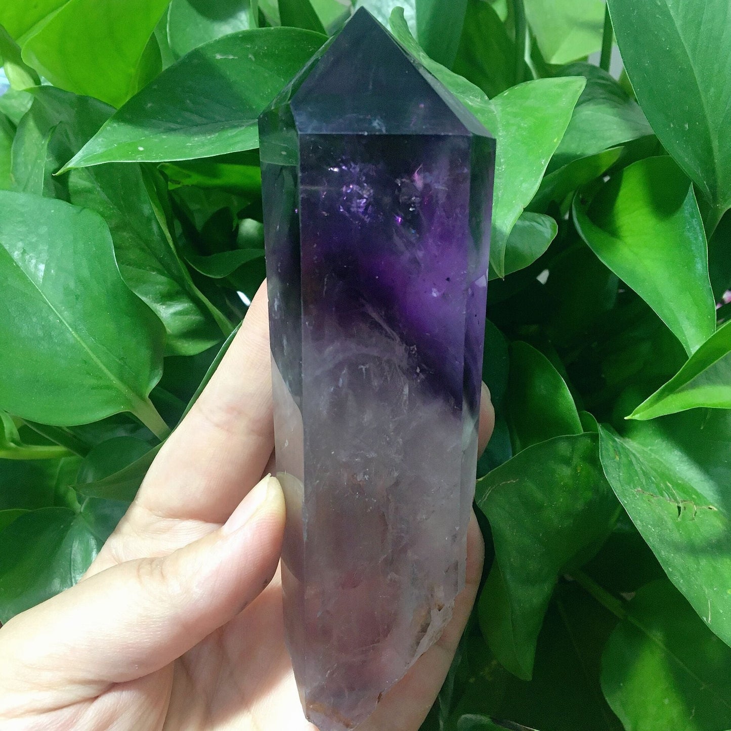 5.8" Dark Purple Amethyst Point Half Polished #3