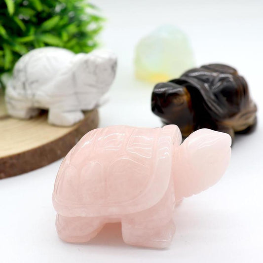 Hand Carved Rose Quartz Tortoise Animal Collectible Sculpture 1.5"(40mm) Crystal wholesale suppliers