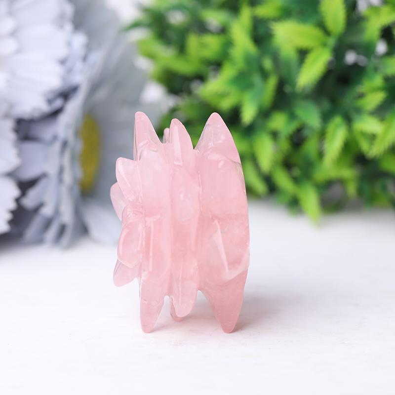 2" Rose Quartz Flower Crystal Carvings Crystal wholesale suppliers