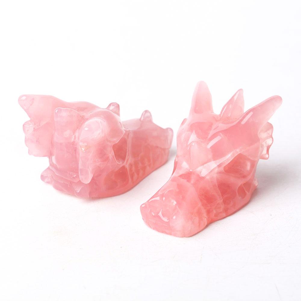 Rose Quartz Dragon Head Carving for Decoration Crystal wholesale suppliers