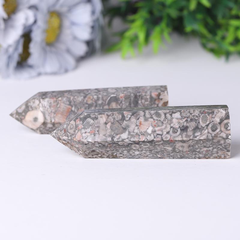 Natrual Crinoid Fossil Jasper Point Healing Crystal Tower Crystal wholesale suppliers