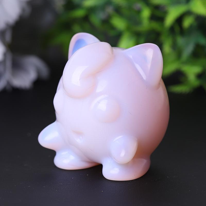 2" Pink Opalite Jigglypuff Carving Figurine Healing Decoration