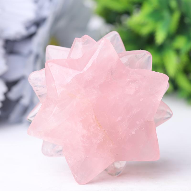 2" Rose Quartz Flower Crystal Carvings Crystal wholesale suppliers