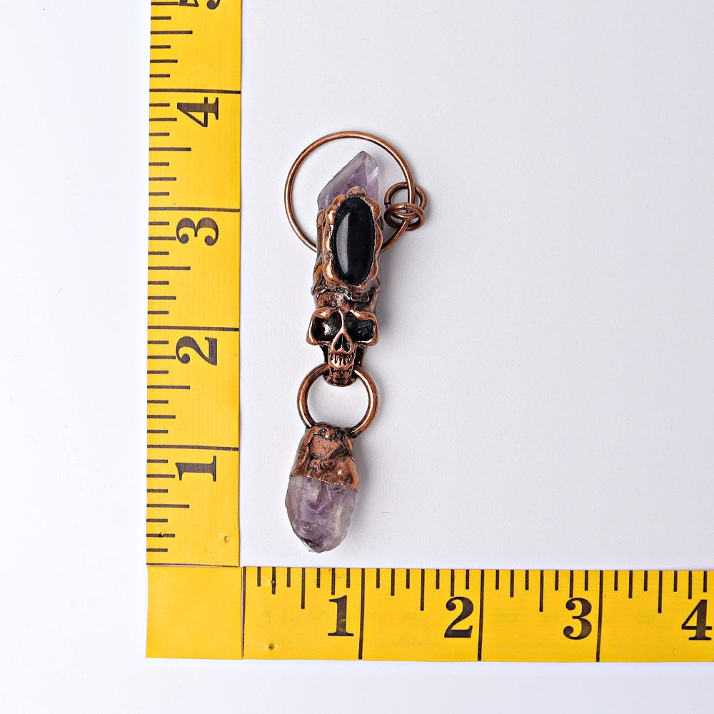 3.3" Amethyst Black Obsidian with Skull Decoration Pendant Crystal wholesale suppliers